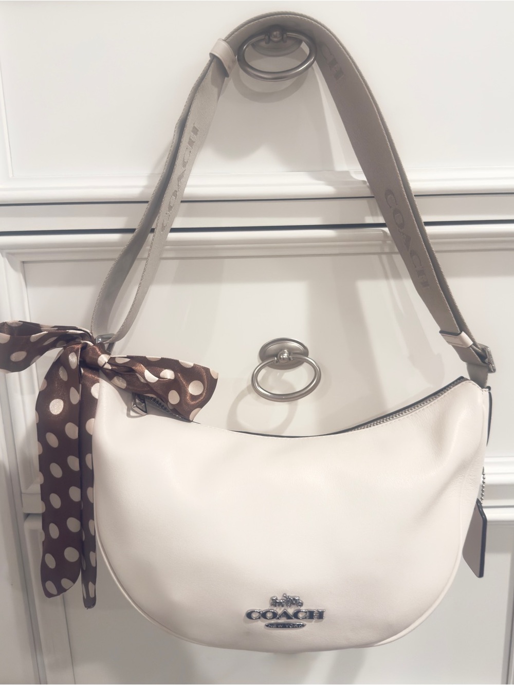 🤎 Coach Pace Chalk White Crescent Hobo Crossbody/ Shoulder Bag - Picture 3 of 16